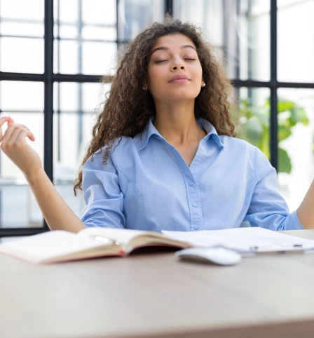 Someone doing some breath work.